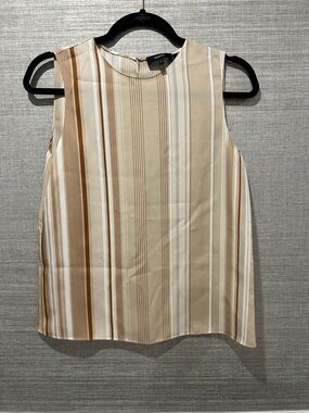 Theory Striped Sleeveless Top in Beige and Brown